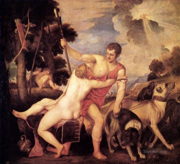 don ramon satue Painting - Venus and Adonis 1553 nude Tiziano Titian